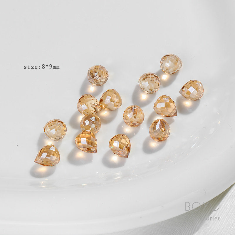 Handmade Water Droplets Crystal Beads For Jewelry Making, Diameter 9mm, 5 PCS Per Package
