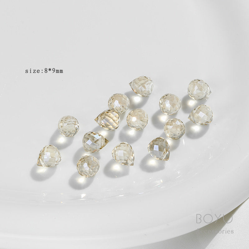 Handmade Water Droplets Crystal Beads For Jewelry Making, Diameter 9mm, 5 PCS Per Package