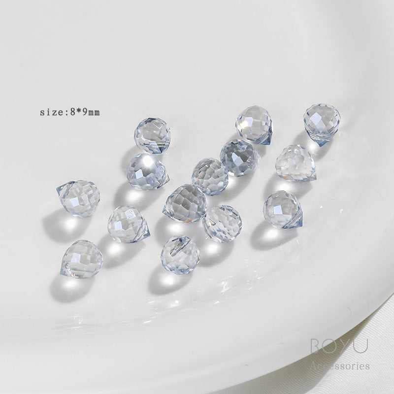 Handmade Water Droplets Crystal Beads For Jewelry Making, Diameter 9mm, 5 PCS Per Package