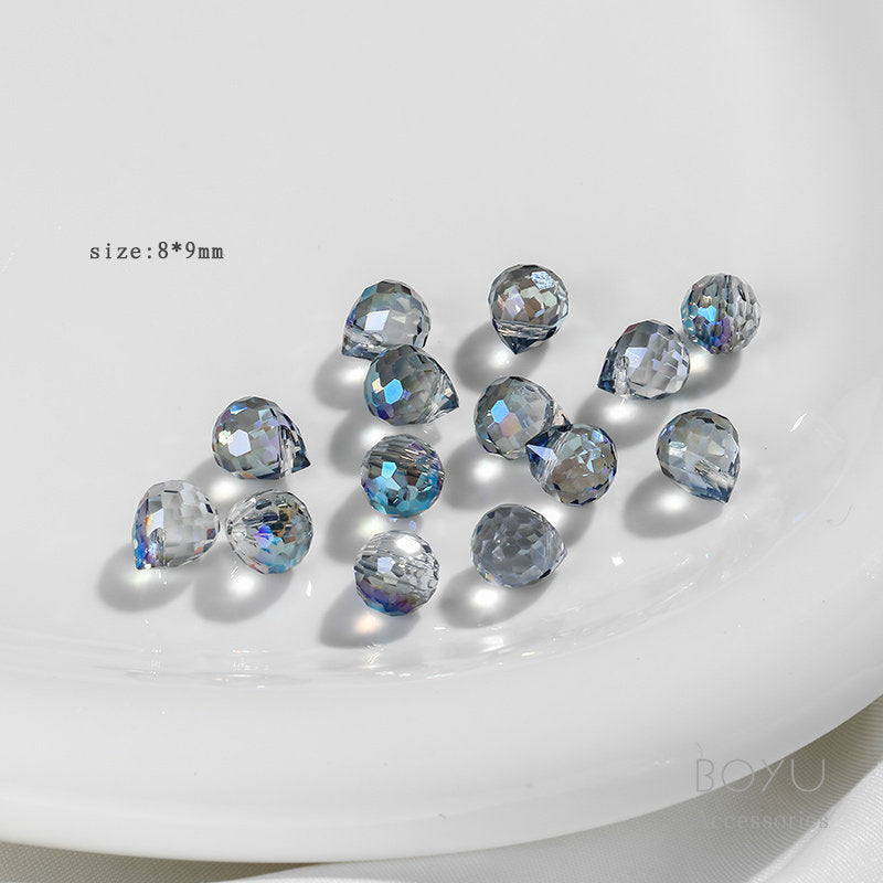 Handmade Water Droplets Crystal Beads For Jewelry Making, Diameter 9mm, 5 PCS Per Package