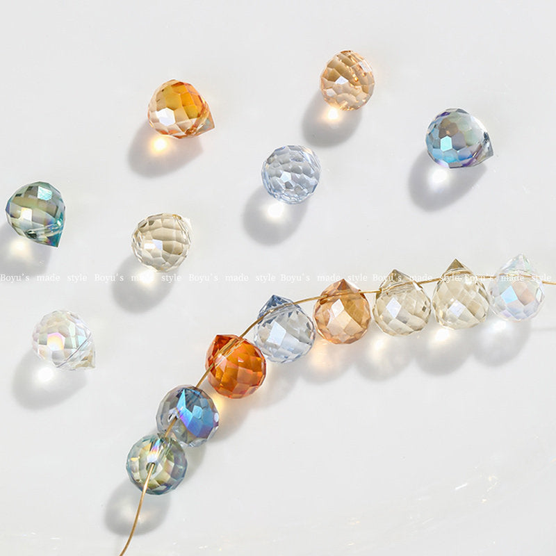Handmade Water Droplets Crystal Beads For Jewelry Making, Diameter 9mm, 5 PCS Per Package