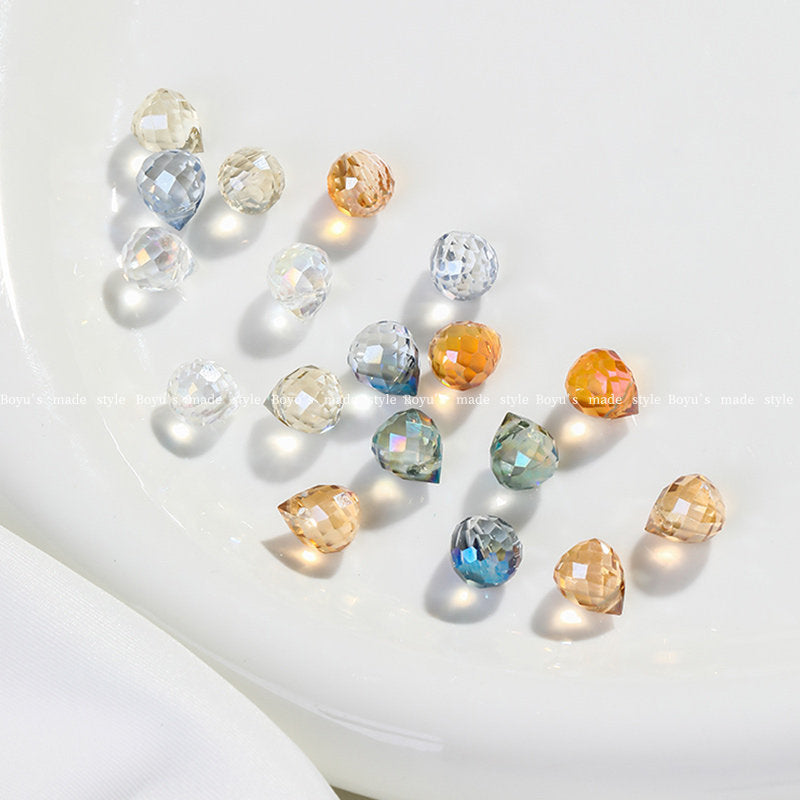 Handmade Water Droplets Crystal Beads For Jewelry Making, Diameter 9mm, 5 PCS Per Package