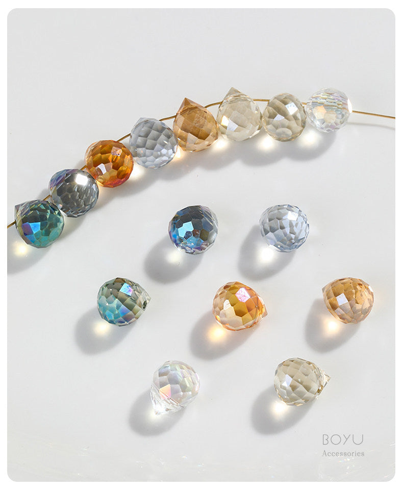 Handmade Water Droplets Crystal Beads For Jewelry Making, Diameter 9mm, 5 PCS Per Package