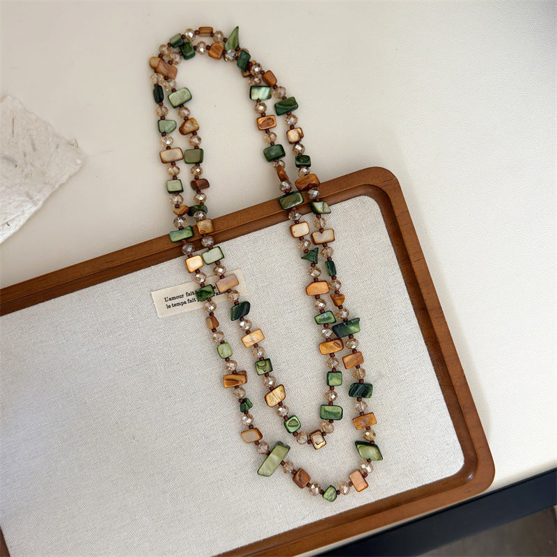 Exaggerated Pearl Necklace For Women With Beaded Metal Chain In Elegant Colour