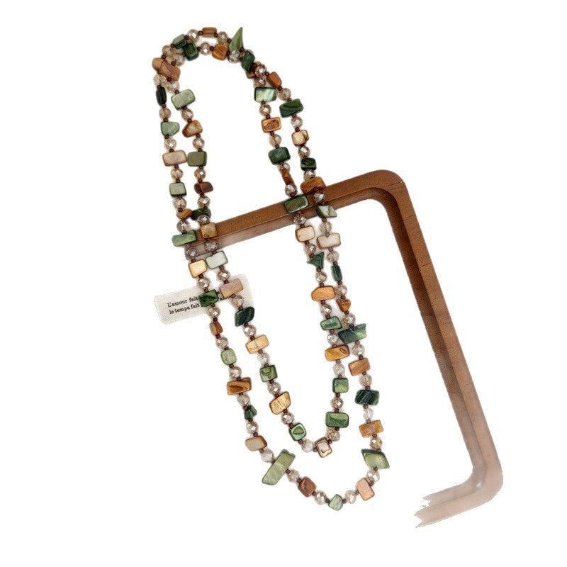 Exaggerated Pearl Necklace For Women With Beaded Metal Chain In Elegant Colour