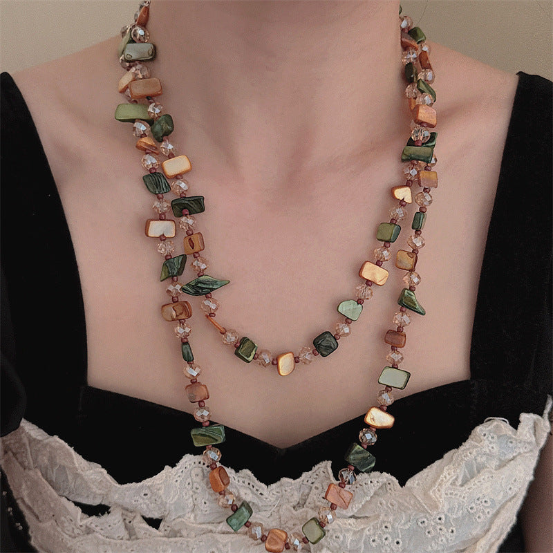 Exaggerated Pearl Necklace For Women With Beaded Metal Chain In Elegant Colour