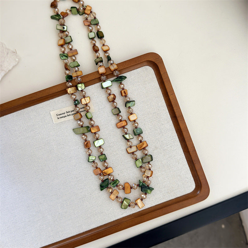 Exaggerated Pearl Necklace For Women With Beaded Metal Chain In Elegant Colour