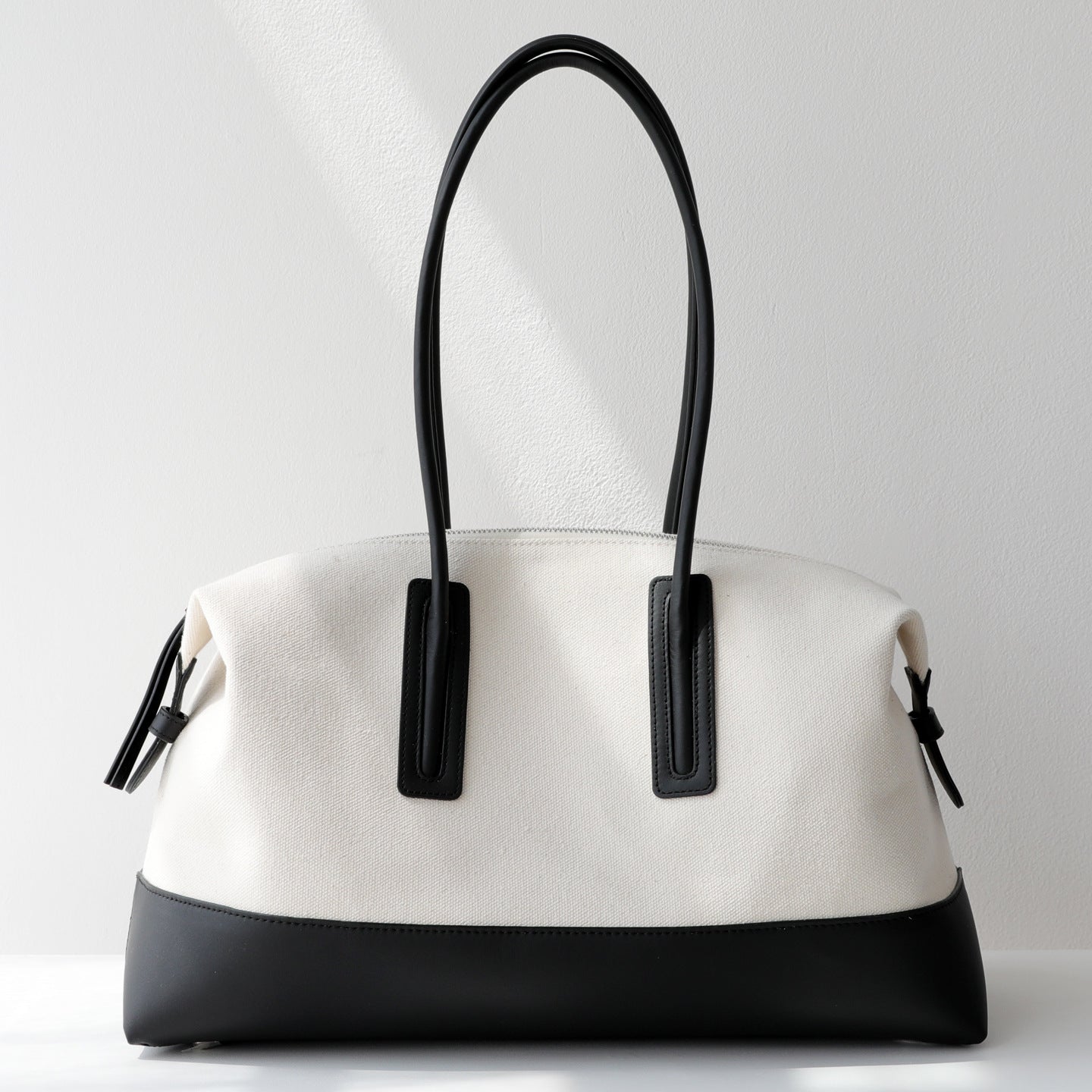 Color Block Cylindrical Canvas Tote Bag For Women With Single Shoulder Strap And Large Capacity