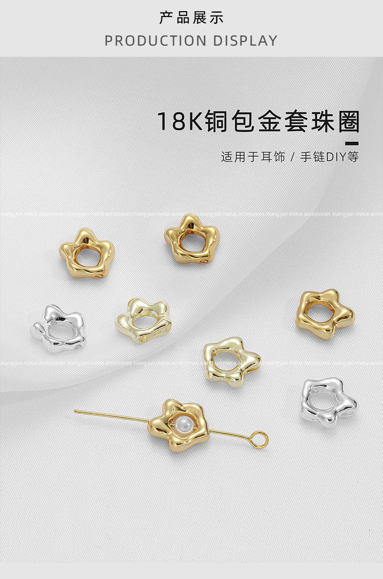 Flowers Copper Spacer Bars With Hole Size 3~3.9mm Featuring Electroplated 14K Real Gold Plated Finish, 1 PCS Package