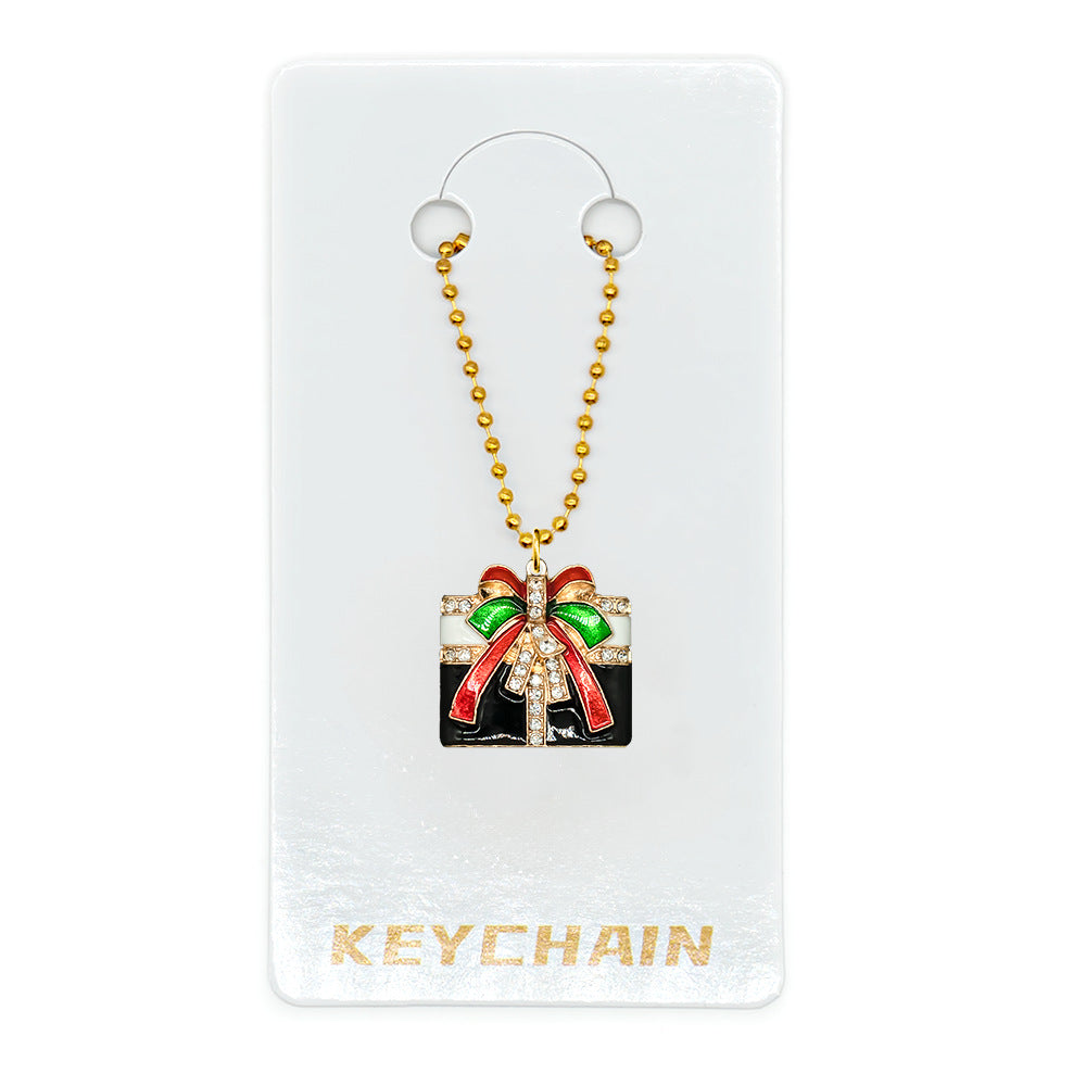 Halloween Cartoon Character Key Chain In Gold Metal With Beads Inlay, Perfect For Festive Accessories