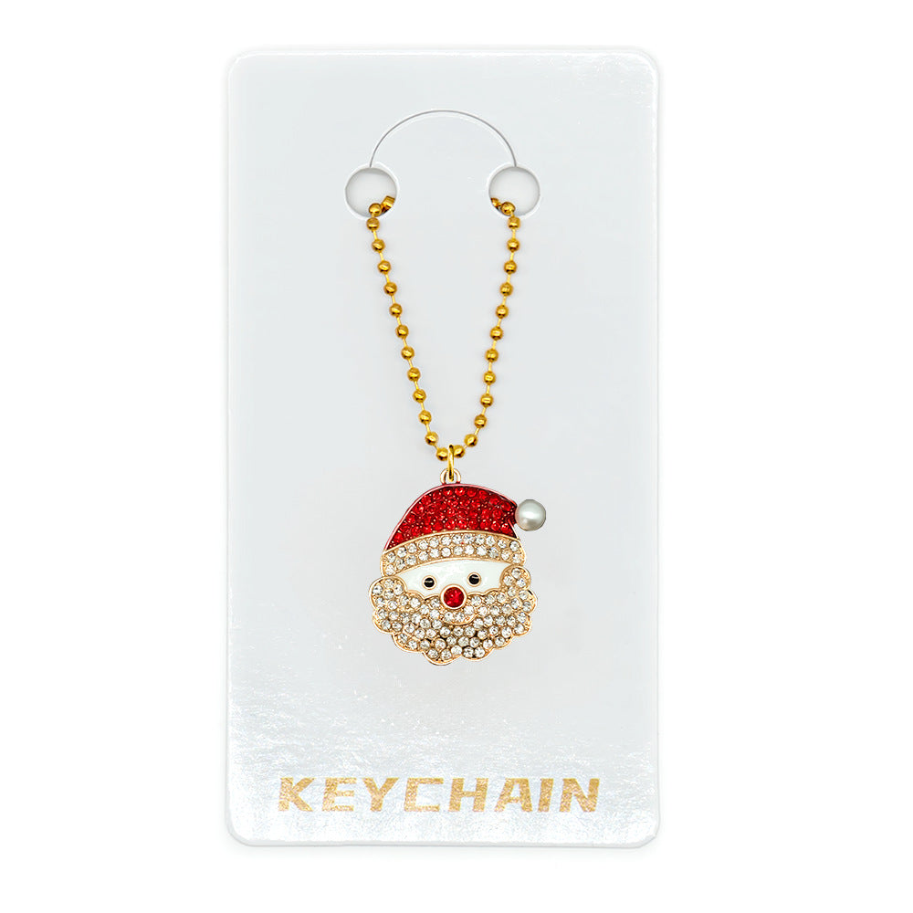 Halloween Cartoon Character Key Chain In Gold Metal With Beads Inlay, Perfect For Festive Accessories