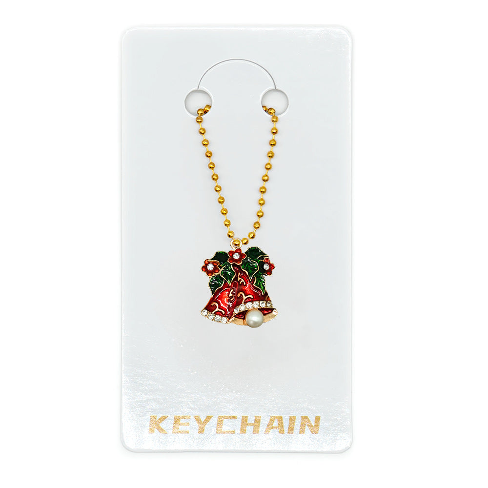 Halloween Cartoon Character Key Chain In Gold Metal With Beads Inlay, Perfect For Festive Accessories