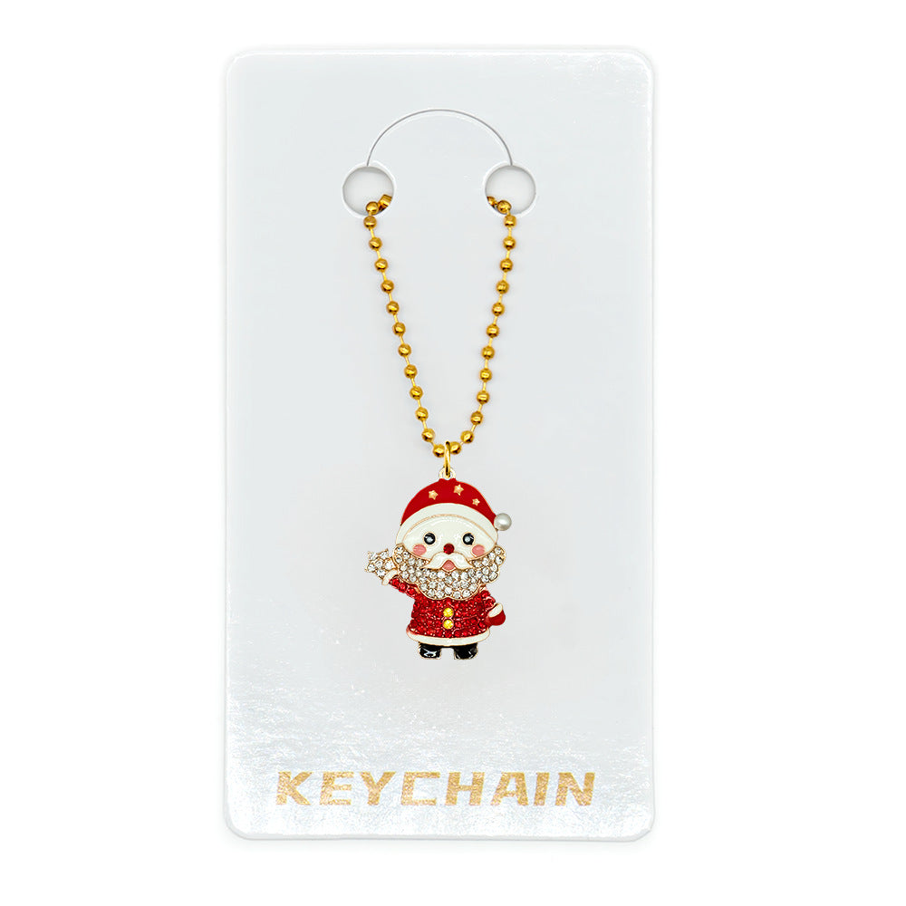 Halloween Cartoon Character Key Chain In Gold Metal With Beads Inlay, Perfect For Festive Accessories