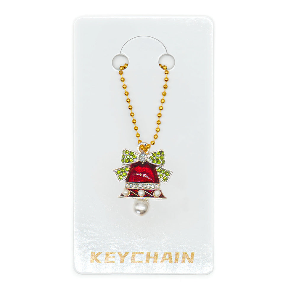 Halloween Cartoon Character Key Chain In Gold Metal With Beads Inlay, Perfect For Festive Accessories