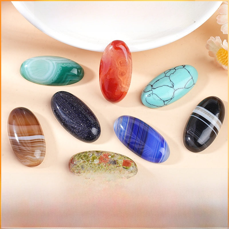 Natural Stone Jewelry Accessory With Polished Agate Inlay In Retro Style