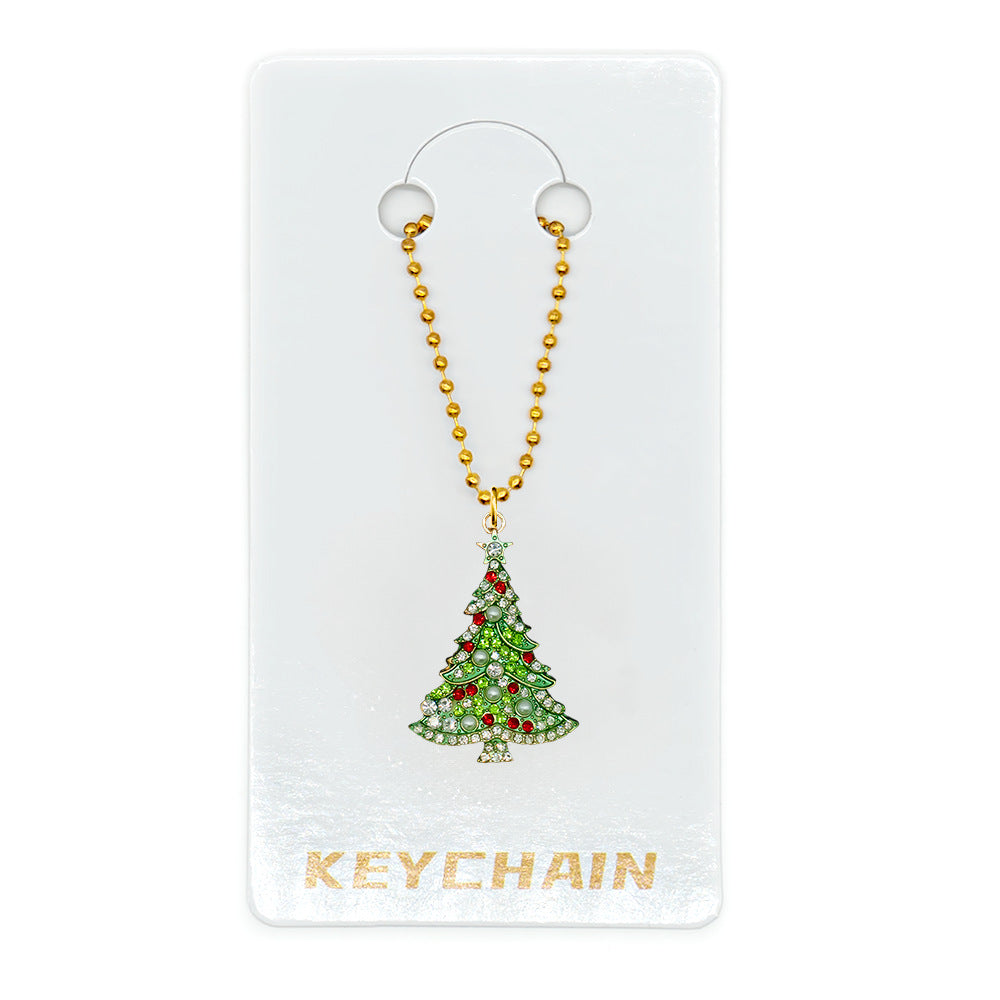 Halloween Cartoon Character Key Chain In Gold Metal With Beads Inlay, Perfect For Festive Accessories