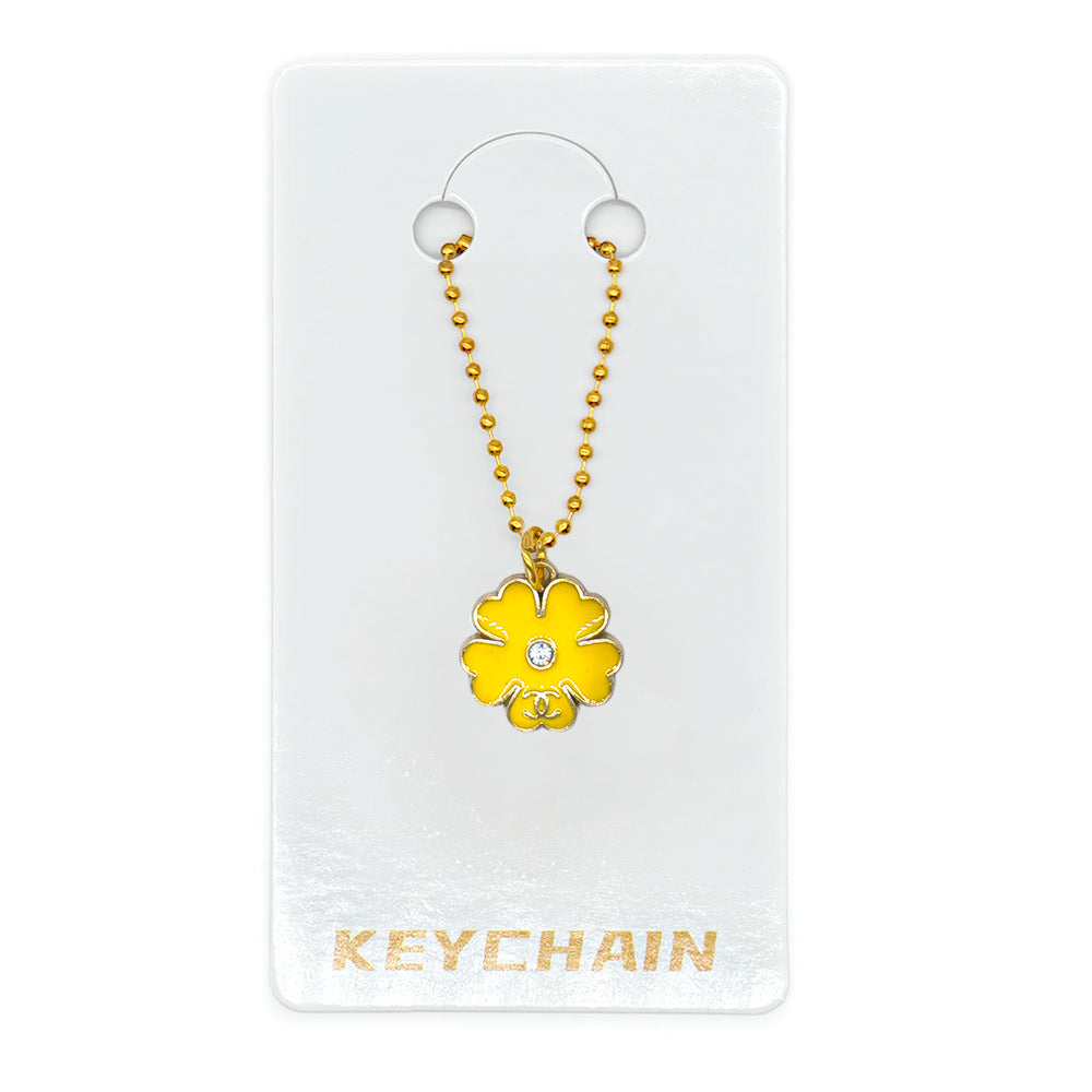 Halloween Cartoon Character Key Chain In Gold Metal With Beads Inlay, Perfect For Festive Accessories