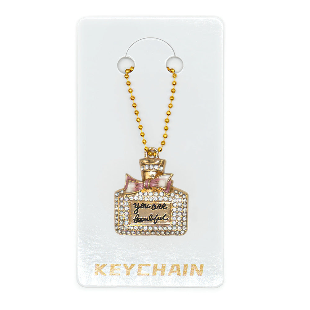 Halloween Cartoon Character Key Chain In Gold Metal With Beads Inlay, Perfect For Festive Accessories