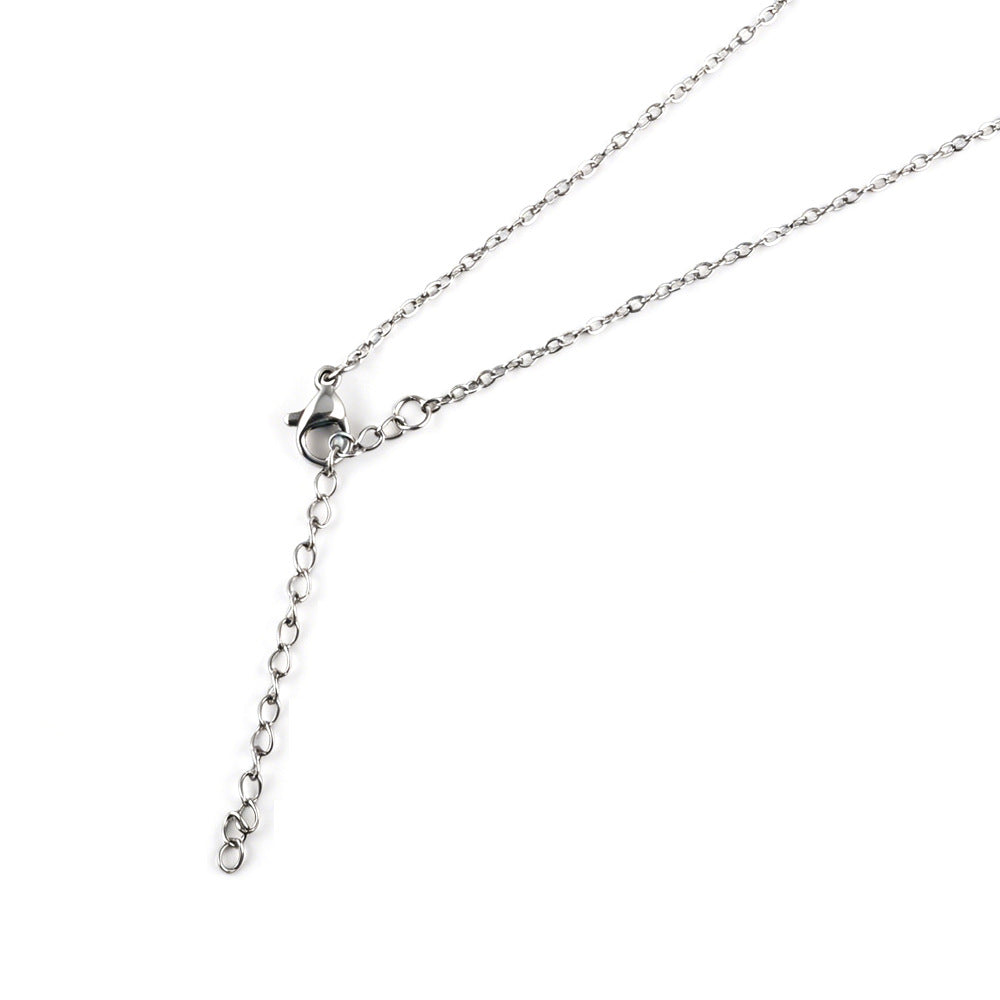 Heart Shape Pendant Necklace With Zircon Inlay On 304 Stainless Steel Slider Chain With Heart Clasp Closure