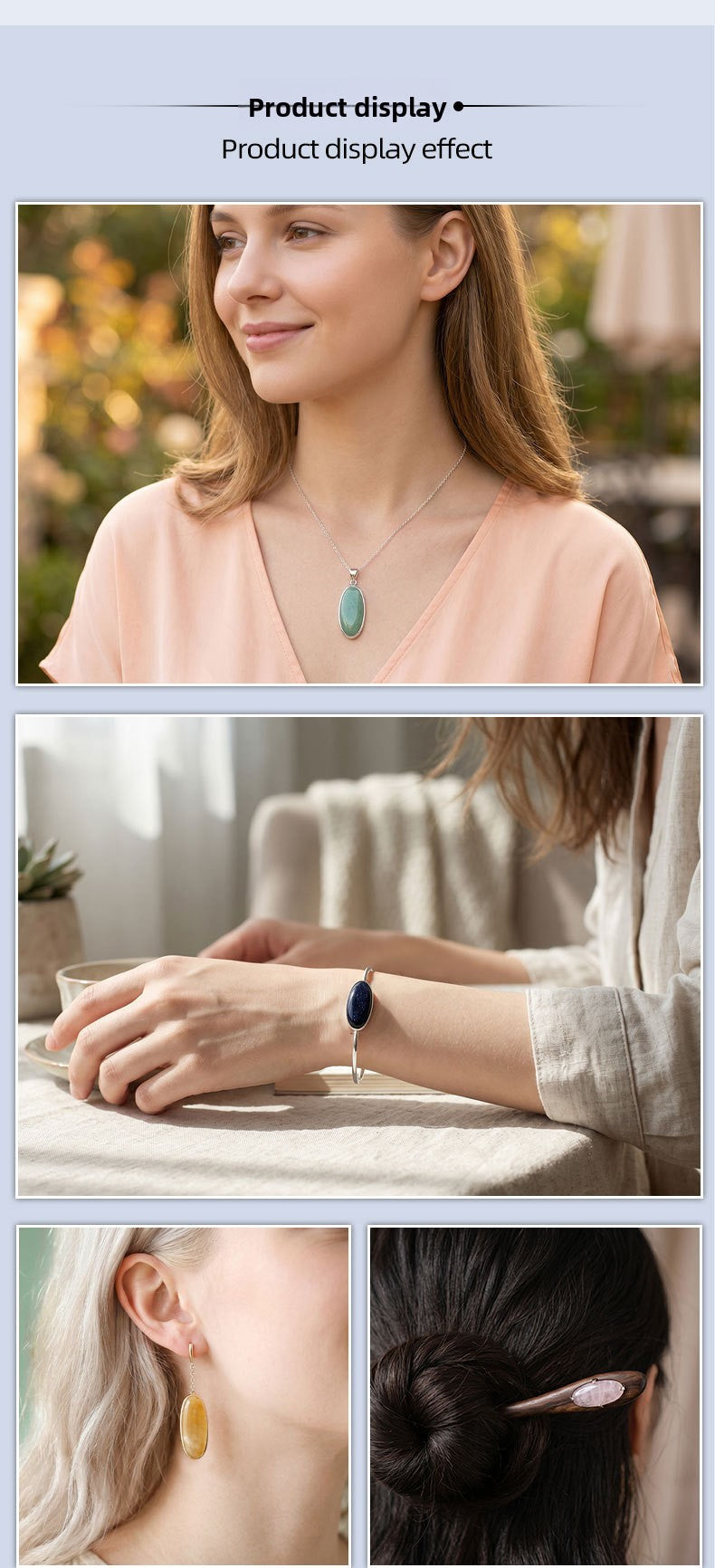 Natural Stone Jewelry Accessory With Polished Agate Inlay In Retro Style