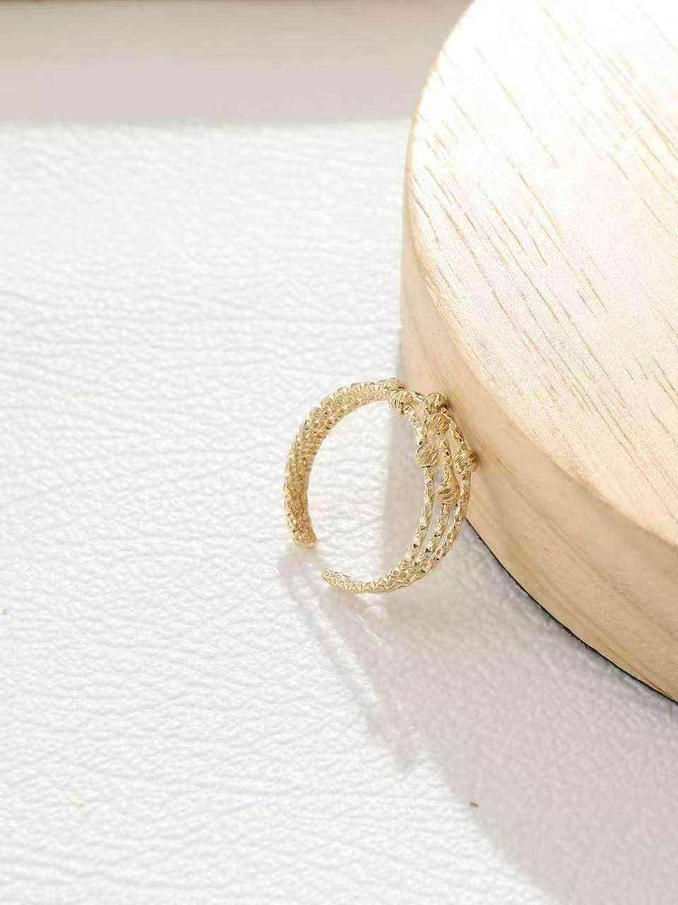 Bohemian C Shape Bangle For Women With Beading Craft In Copper And 16K Real Gold Plated Water Plating