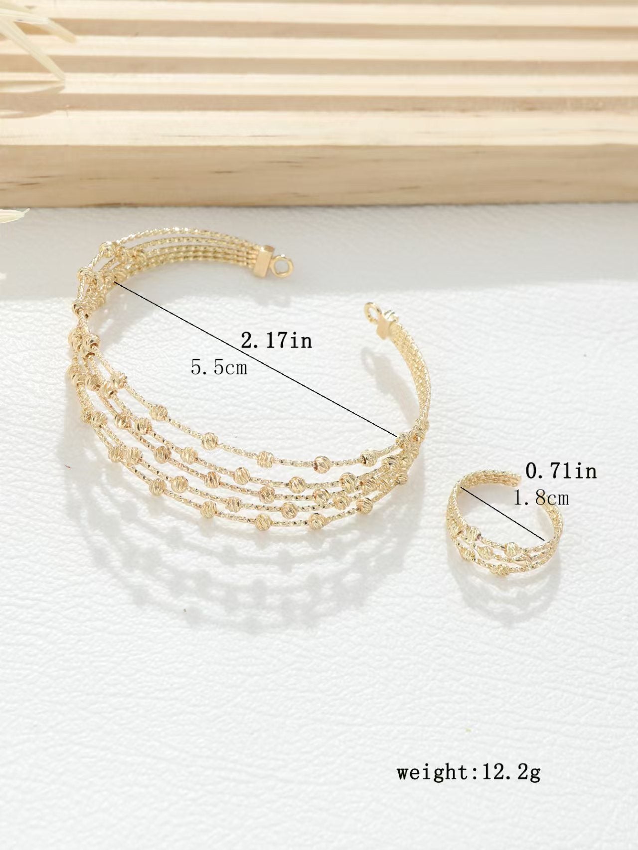 Bohemian C Shape Bangle For Women With Beading Craft In Copper And 16K Real Gold Plated Water Plating