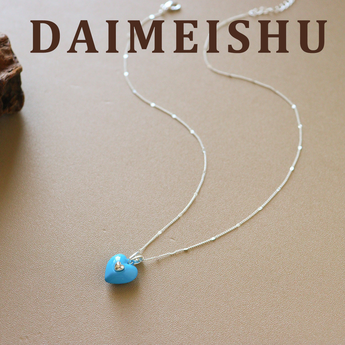 Sweet Geometric Beaded Chain Necklace For Women Featuring Mixed Materials And Seed Bead Inlay