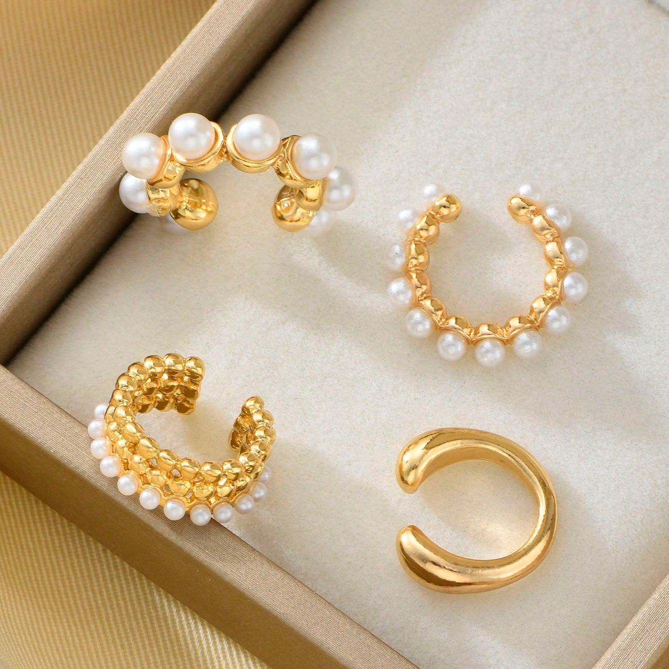 Electroplated Alloy Water Droplets Clip Earrings For Women With Clip-On Design, 4 Pieces Set