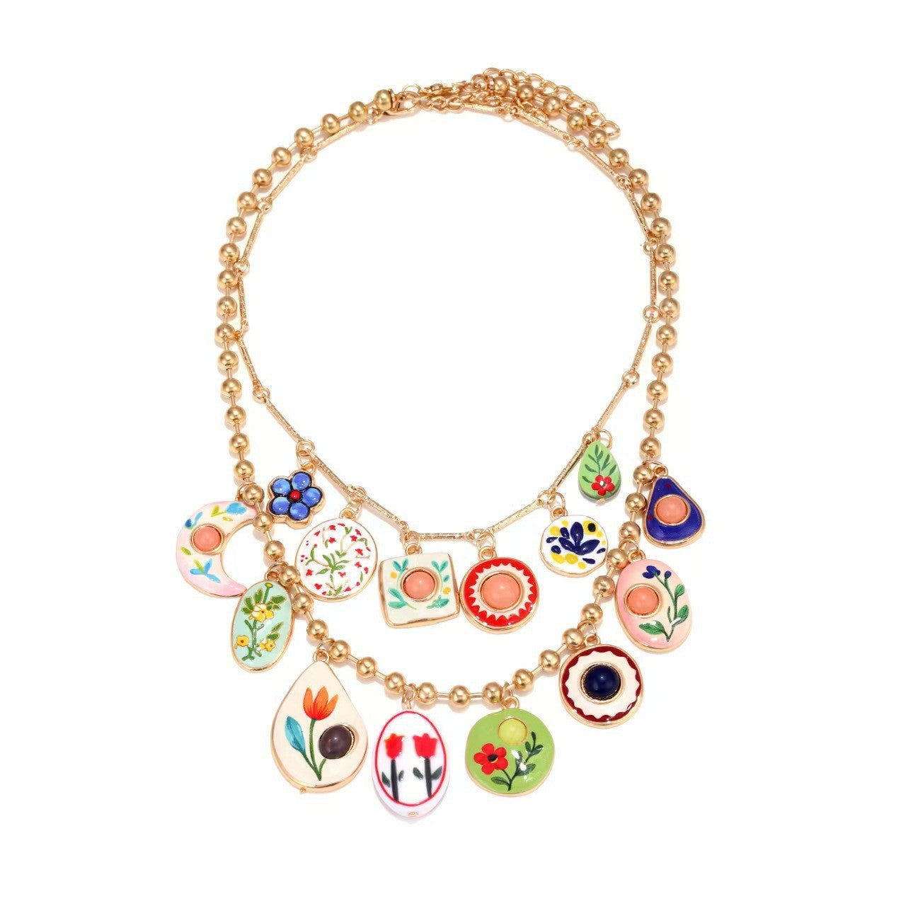Exaggerated Flowers Necklace For Women With Alloy Pendant And Twisted Rope Chain In Colour