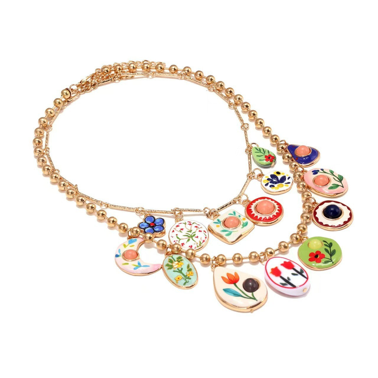 Exaggerated Flowers Necklace For Women With Alloy Pendant And Twisted Rope Chain In Colour