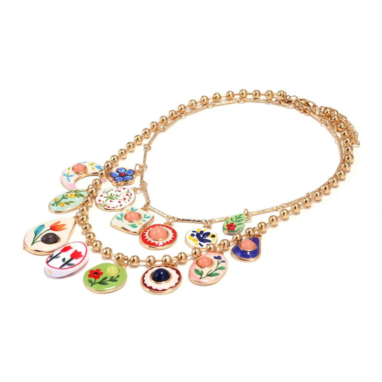 Exaggerated Flowers Necklace For Women With Alloy Pendant And Twisted Rope Chain In Colour
