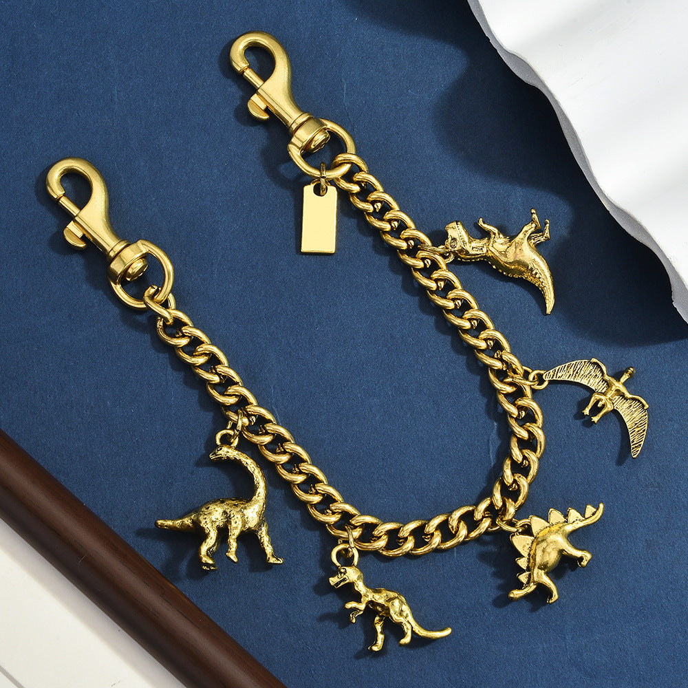 Electroplated Multicolor Dinosaur Bag Pendant In Metal With Sweet Style