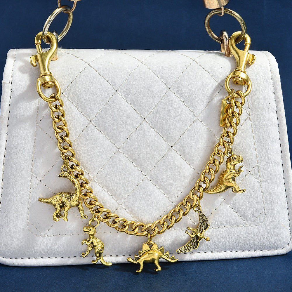 Electroplated Multicolor Dinosaur Bag Pendant In Metal With Sweet Style