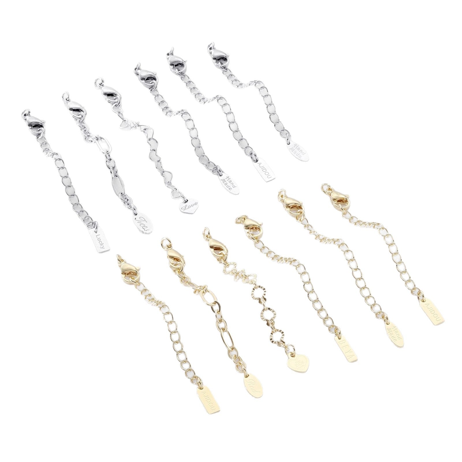 14k Gold Filled Extension Chain With Lobster Trigger Clasp Closure, Electroplated, Featuring Lines Pattern, 1 Piece