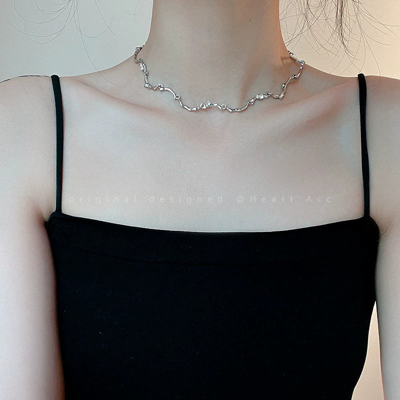 Heart Shape Silver Titanium Steel Necklace With Copper Pendant For Women, Perfect For Casual Wear