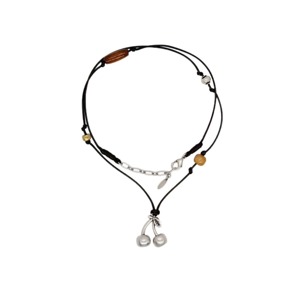 Cherry Beading Long Necklace In Ethnic Style For Women, Electroplated Copper Pendant