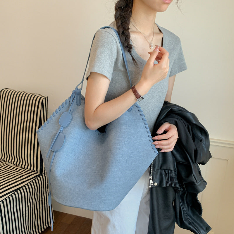 Color Block Square PU Leather Tote Bag For Women With Single Shoulder Strap, Perfect For Spring