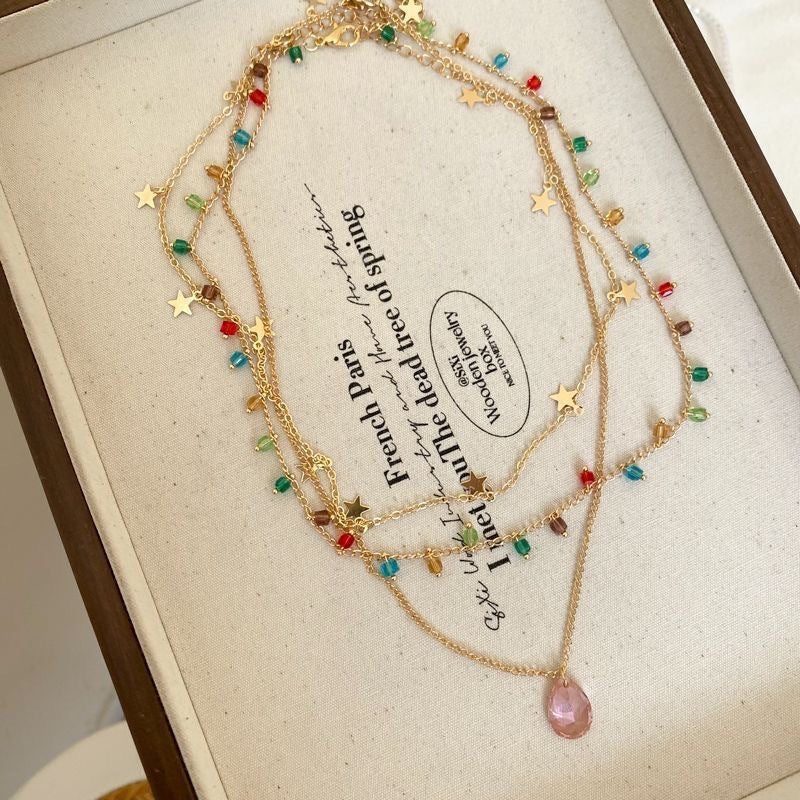Marine Style Water Droplets Choker Necklace For Women With Alloy Pendant And Zircon Inlay