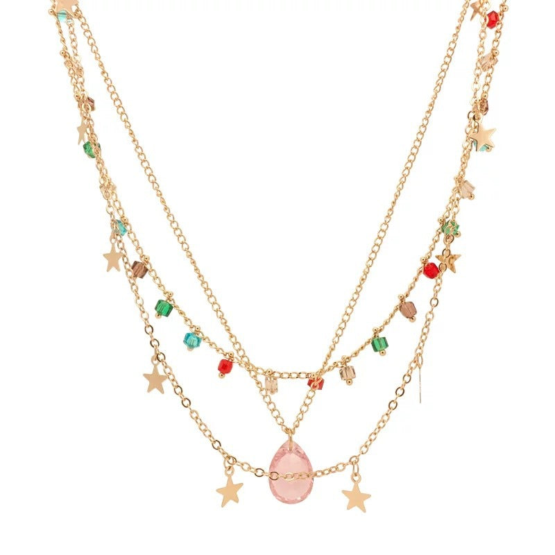 Marine Style Water Droplets Choker Necklace For Women With Alloy Pendant And Zircon Inlay
