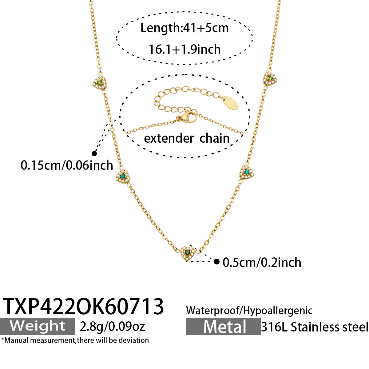 IG Style Geometric Bracelets With Zircon Inlay In 316 Stainless Steel, PVD Coated And 18K Gold Plated Chain