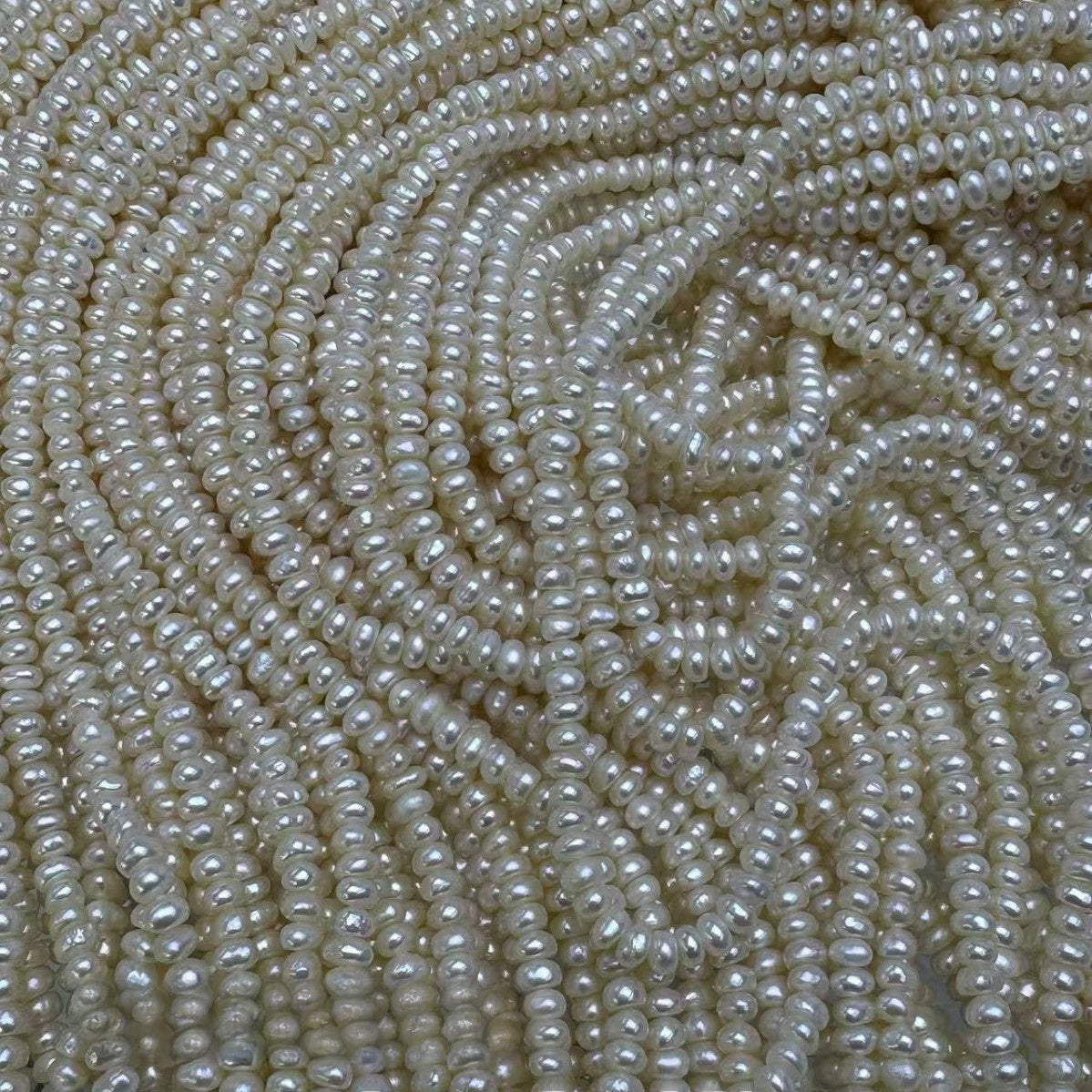 Handmade Freshwater Pearl Necklace Featuring Natural White 3-4mm Button Pearls