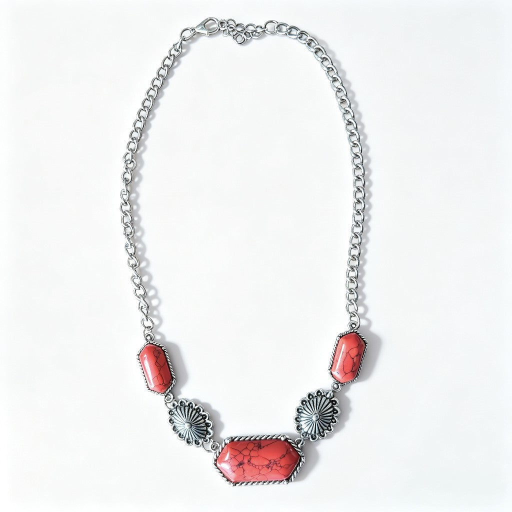 Bohemian Oval Green Turquoise Inlay Necklace For Women Featuring Zinc Alloy Pendant