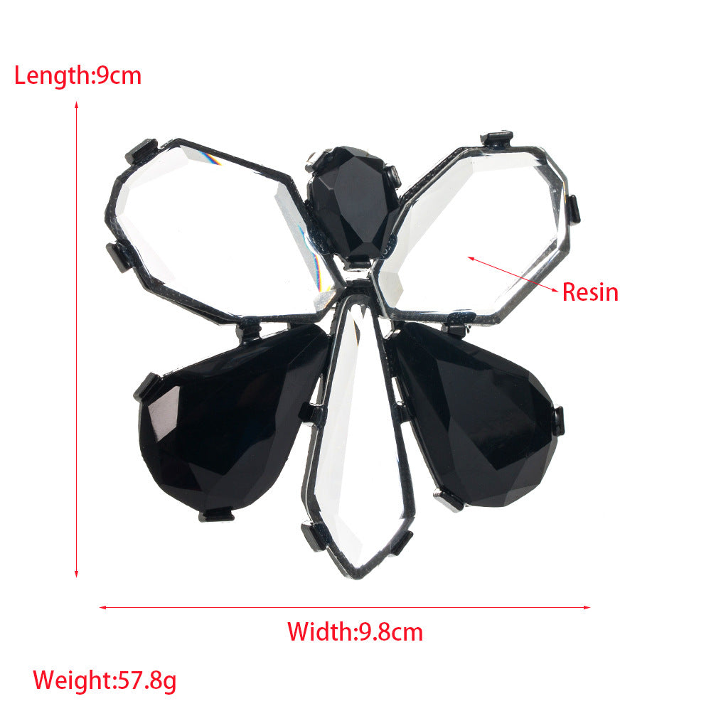 Butterfly Pin Made Of Transparent Resin Featuring Rose Red Color