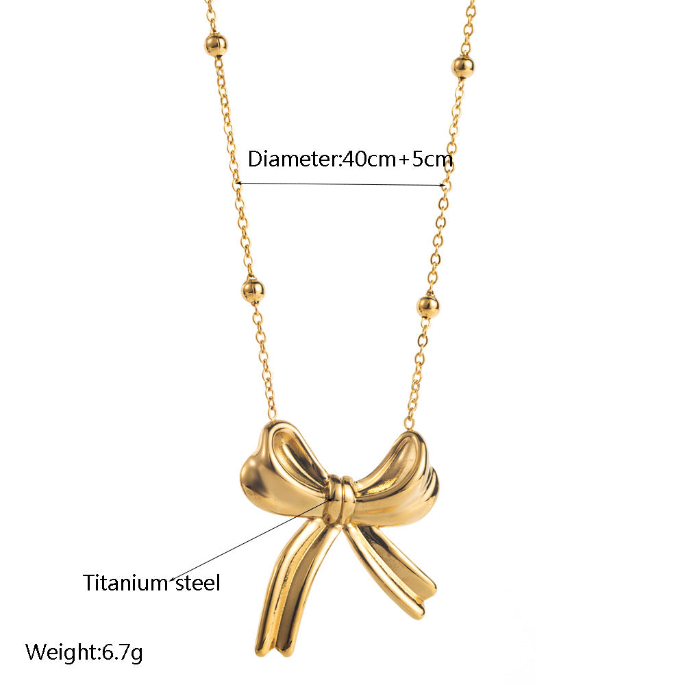 New Style Bow Tie Necklace For Women With Titanium Steel Snake Chain And Titanium Steel Pendant