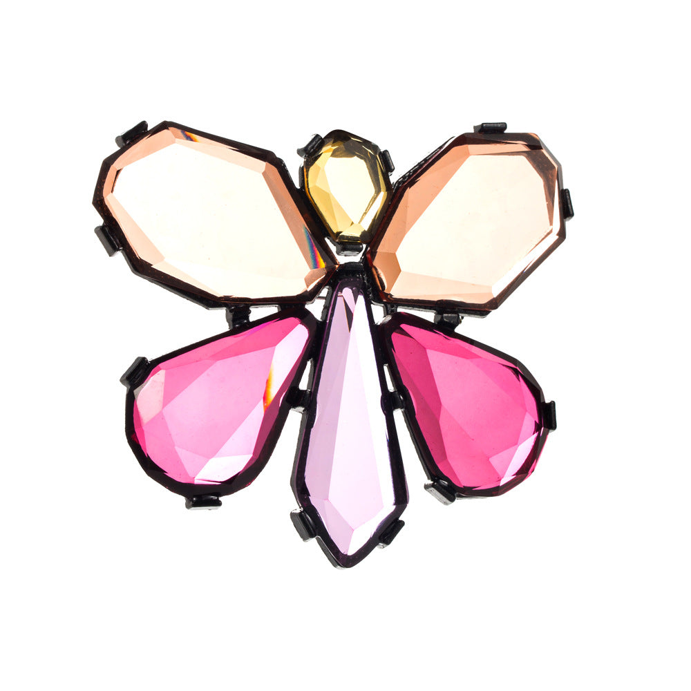 Butterfly Pin Made Of Transparent Resin Featuring Rose Red Color