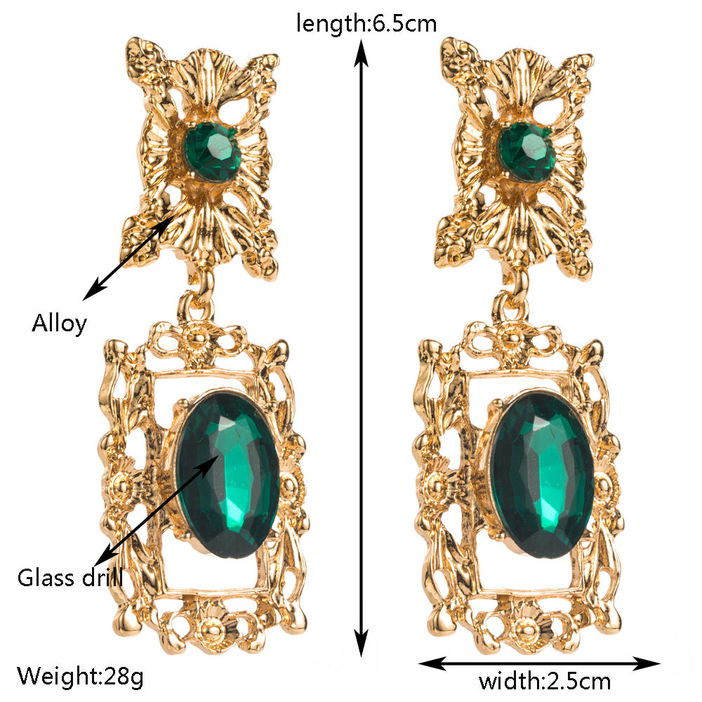 Flowers For Women Earrings Featuring May Birthstone Emerald With Alloy And Rhinestones, 925 Sterling Silver Ear Pins