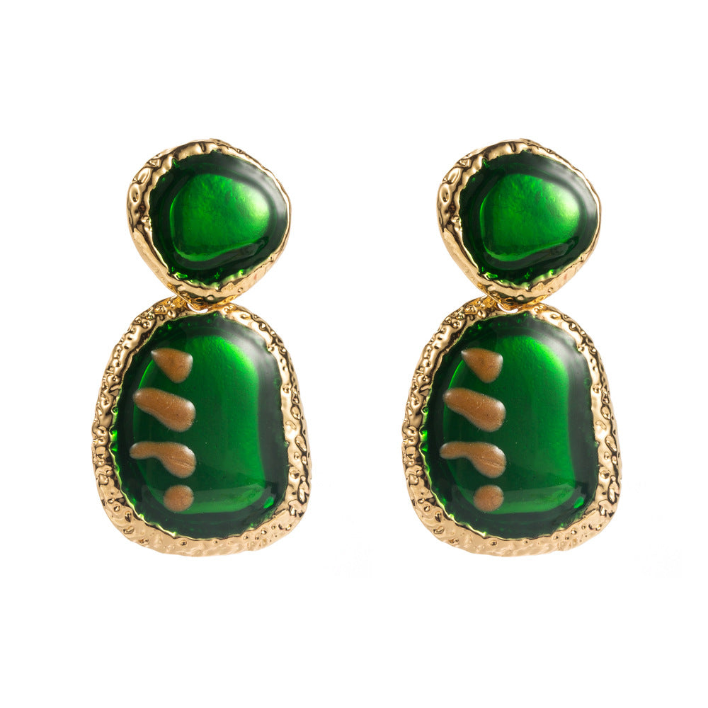 Flowers For Women Earrings Featuring May Birthstone Emerald With Alloy And Rhinestones, 925 Sterling Silver Ear Pins