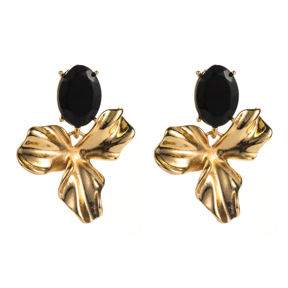 Flowers For Women Earrings Featuring May Birthstone Emerald With Alloy And Rhinestones, 925 Sterling Silver Ear Pins
