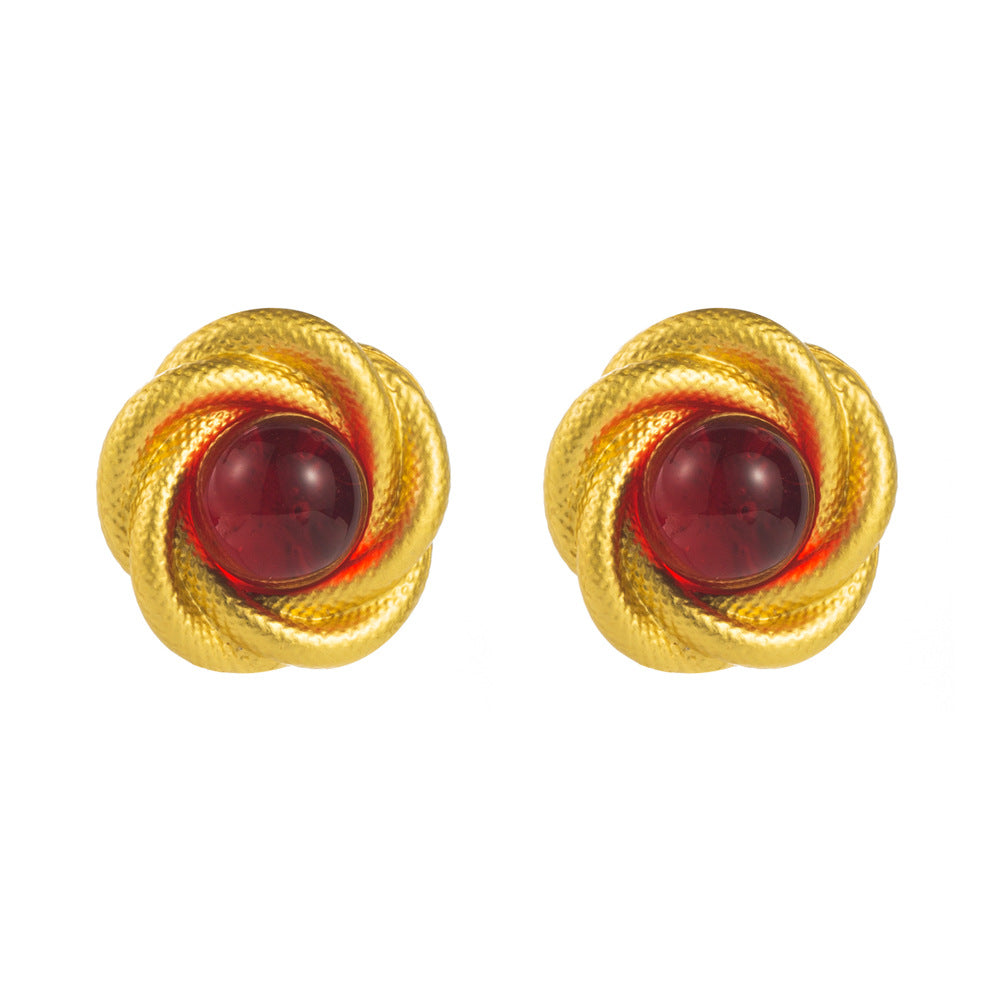 Gold Flowers Earrings For Women Featuring Imitation Pearl And 925 Sterling Silver Ear Pins