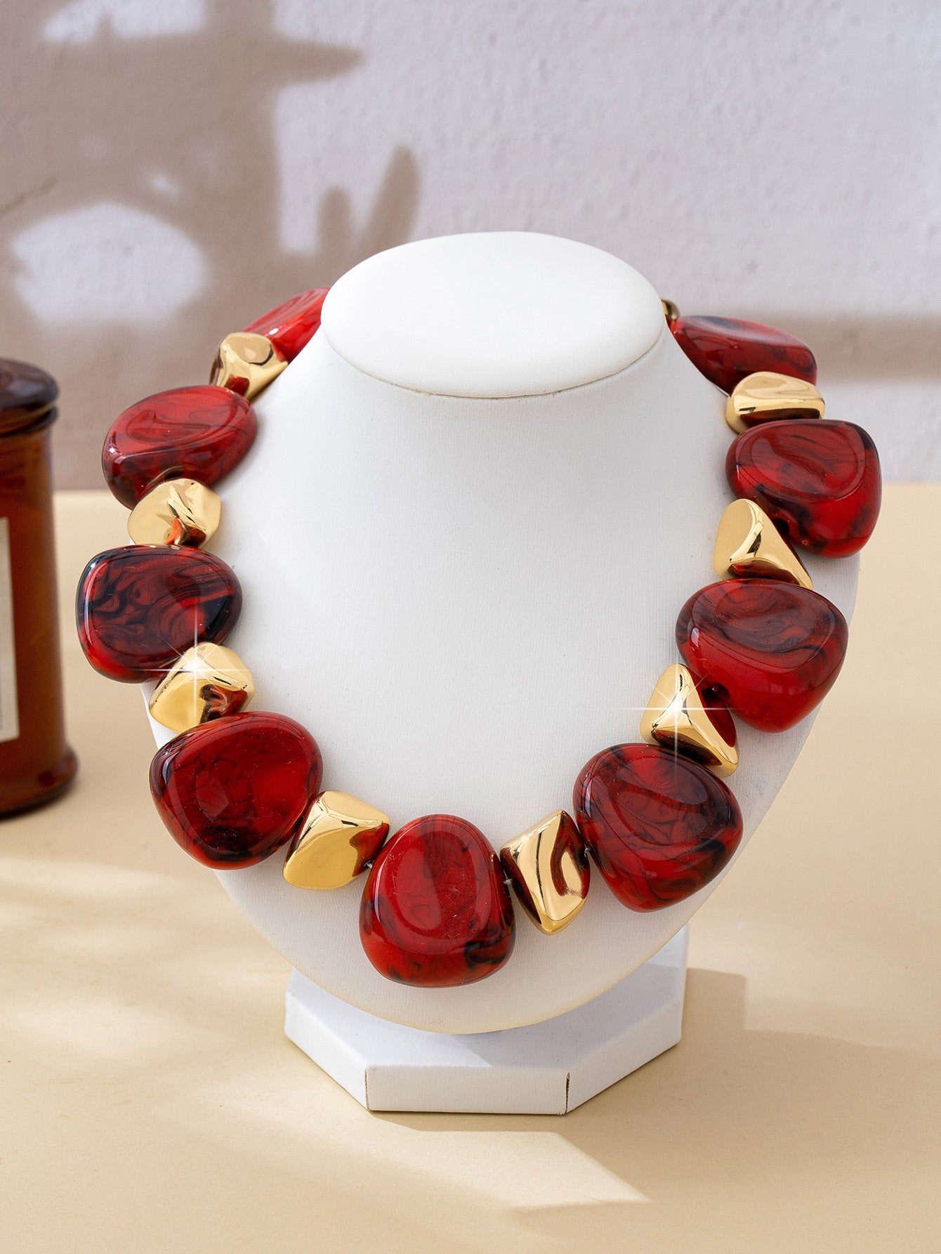 Bohemian Irregular Beaded Acrylic Necklace For Women With Rope Chain